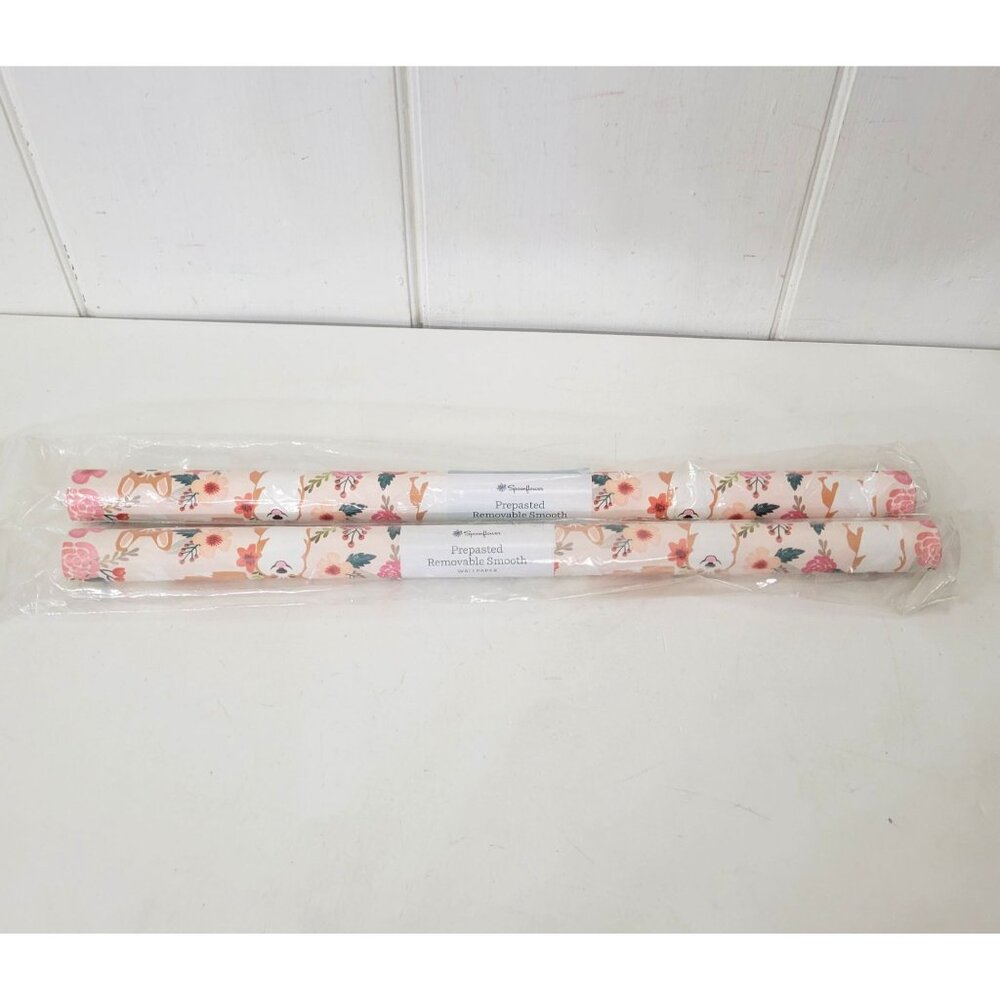 Spoonflower Pre-Pasted Removable Smooth Wallpaper - Corgi Dog & Floral Print Two - Picture 4 of 5